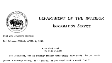 Wine Adds Zest to Fish Dishes April 4, 1941