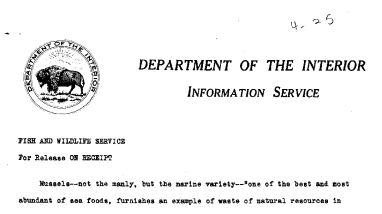 Mussels Are One of the Best and Most Abundant Seafoods April 25, 1941