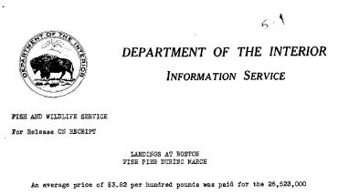 Landings at Boston Fish Pier During March May 4, 1941