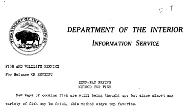 Deep-Fat Frying Method for Fish May 7, 1941