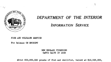New England Fisheries Catch Gains in 1939 May 21, 1941
