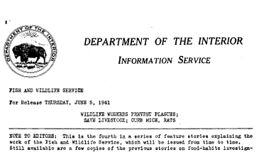 Wildlife Workers Prevent Plagues; Save Livestock;curb Mice, Rats--June 5, 1941