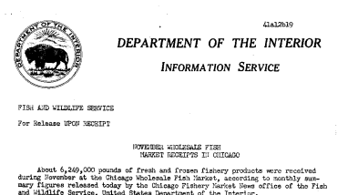 November Wholesale Fish Market Receipts in Chicago December 19, 1941