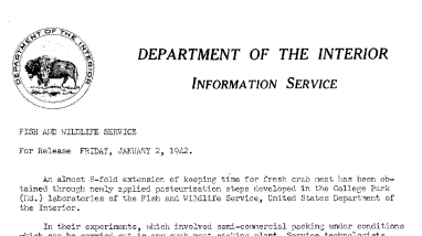 Improvements in Canning Crab Meat January 1, 1942