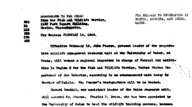 Personnel Changes in Region 5 February 14, 1942