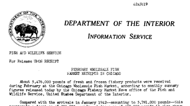 February Wholesale Fish Market Receipts in Chicago March 19, 1942