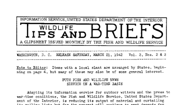 Puts Fish and Wildlife News Service on A War Time Basis March 21, 1942