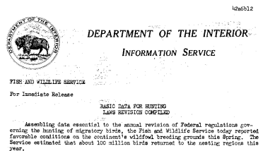 Basic Data for Hunting Laws Revision Complied June 12, 1942
