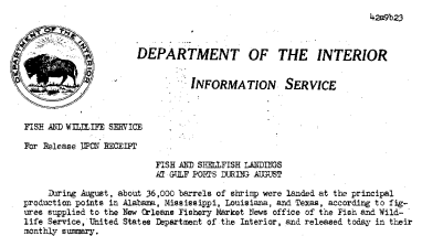Fish and Shellfish Landings at Gulf Ports During August September 23, 1942