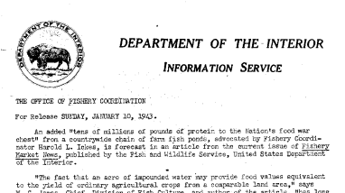 Fish Ponds on Farms January 10, 1943