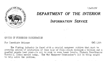 The Fishing Industry Is Faced With A Crucial Manpower Problem February 22, 1943