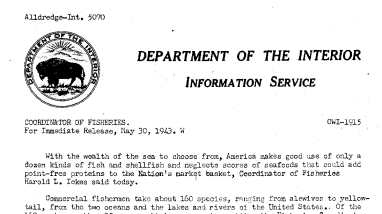 With the Wealth of the Sea to Choose From, America Makes Good Use of Only A Dozen Kinds of Fish and Shellfish and Neglects Scores of Seafoods That Could Add Pointfree Proteins to the Nation's Market Basket May 30, 1943