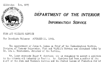 Mr. Lemon Succeeds Mr. Harrison November 11, 1943