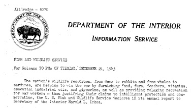 Annual Report of the FWS December 21, 1943