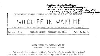Wildlife in Wartime February 23, 1944