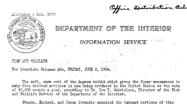 The Angora Rabbit Wool June 2, 1944