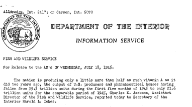 Domestic Production of Vitamin A July 18, 1945