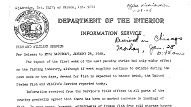First Week of Meat Packing Strike Had Minor Effect on Fishing Industry January 26, 1946