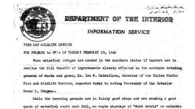 The Need for More Waterfowl Refuges February 19, 1946
