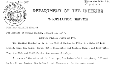 Lending Fishing Ports in 1946 January 12, 1947