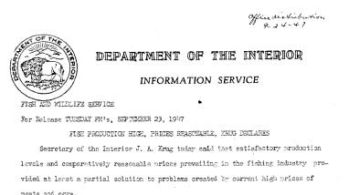 Orders Survey of Storm Demage September 23, 1947