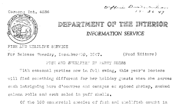 Fish and Shellfish Im Party Dress December 30, 1947