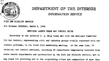 Meetings Launch Urban Rat Control Drive March 4, 1948