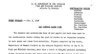 Rat Control Saves Food (Released by Region Iv) October 3, 1948