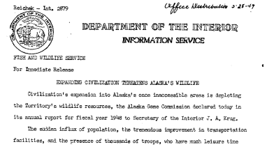 FWS Releases Annual Report for Fiscal Year 1948 March 28, 1949