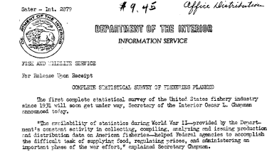 Complete Statistical Survey of Fisheries Planned November 6, 1950 C