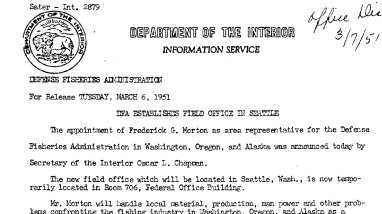 DFA Establishes Field Office in Seattle March 6, 1951 B
