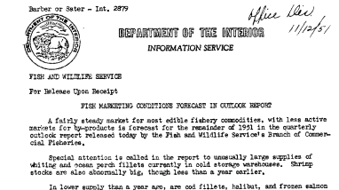 Fish Marketing Conditions Forecast in Outlook Report November 12, 1951