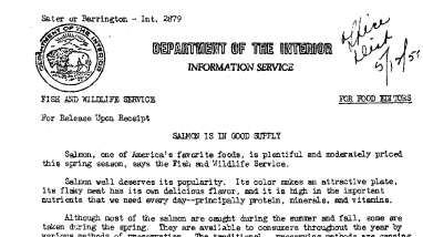 Salmon Is in Good Supply May 12, 1952