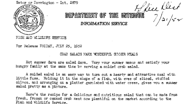 Crab Salads Make Wonderful Summer Meals July 25, 1952