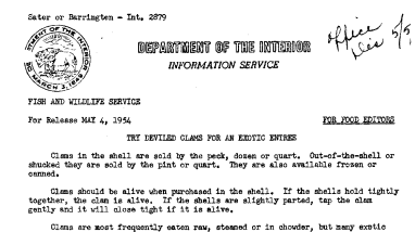 Try Deviled Clams for an Exotic Entree May 4, 1954