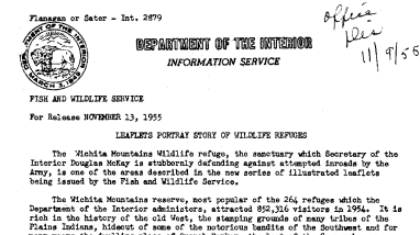 Leaflets Portray Story of Wildlife Refuges November 13, 1955