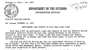 Enforcement Work Results in More Than 6,800 Cases December 13, 1955