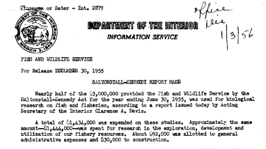 Saltonstall-Kennedy Report Made December 30, 1955