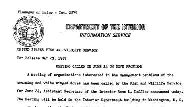 Meeting Called on June 24 on Cove Problem May 23, 1957