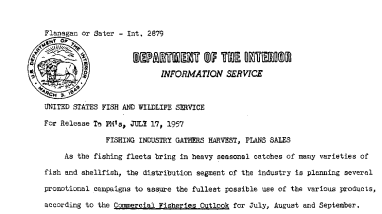 Fishing Industry Gathers Harvest, Plans Sales July 17, 1957