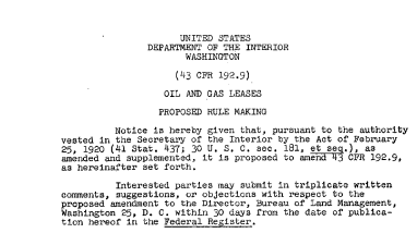 New Regulations Proposed for Oil and Gas Leasing on Wildlife Lands October 7, 1957 B