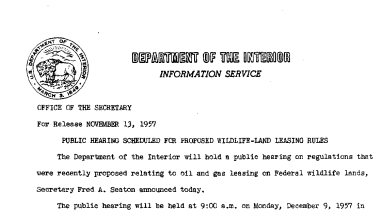 Public Hearing Scheduled for Proposed Wildlife-Land Leasing Rules November 13, 1957
