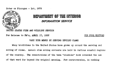 Vary Your Menus by Serving Deviled Clams April 17, 1958