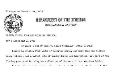 It Takes A Lot of Gear to Catch 5 Billion Pounds of Fish May 4, 1958 A