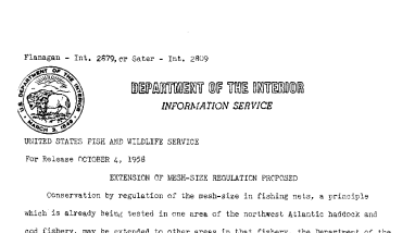 Extention of Mesh-Size Regulation Proposed October 4, 1958