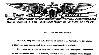 (Navy News Air Station) Navy Launched Cod Project February 25, 1959