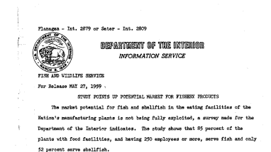 Study Points up Potential Market for Fishery Products May 27, 1959