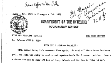 Ever Try A Seafood Barbeque? June 9, 1959 B