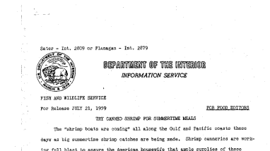 Try Canned Shrimp for Summertime Meals July 21, 1959