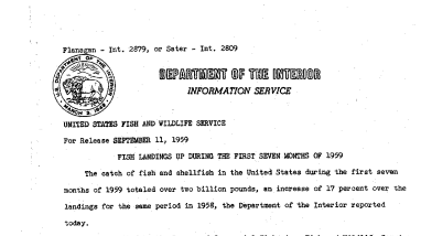Fish Landings up During the First Seven Months of 1959 September 11, 1959